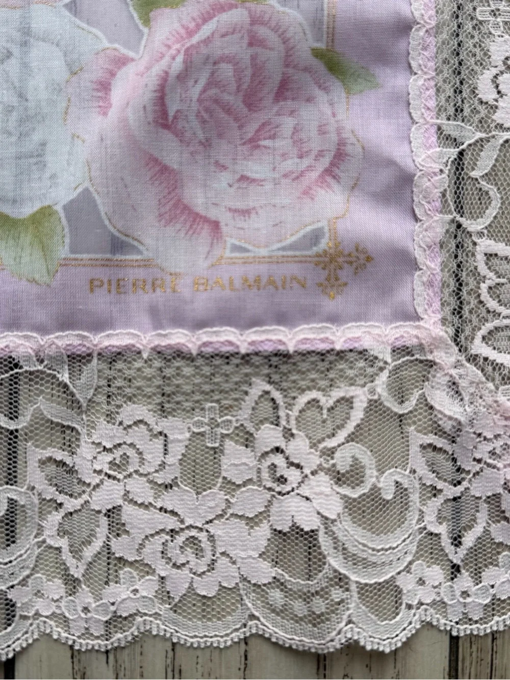 Vintage Pierre Balmain Floral Lace Scarf